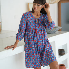 Load image into Gallery viewer, Cotton Balloon Sleeve Block Printed Dress

