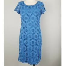 Load image into Gallery viewer, Talbots Blue Crochet Flowers Dress - Size 4
