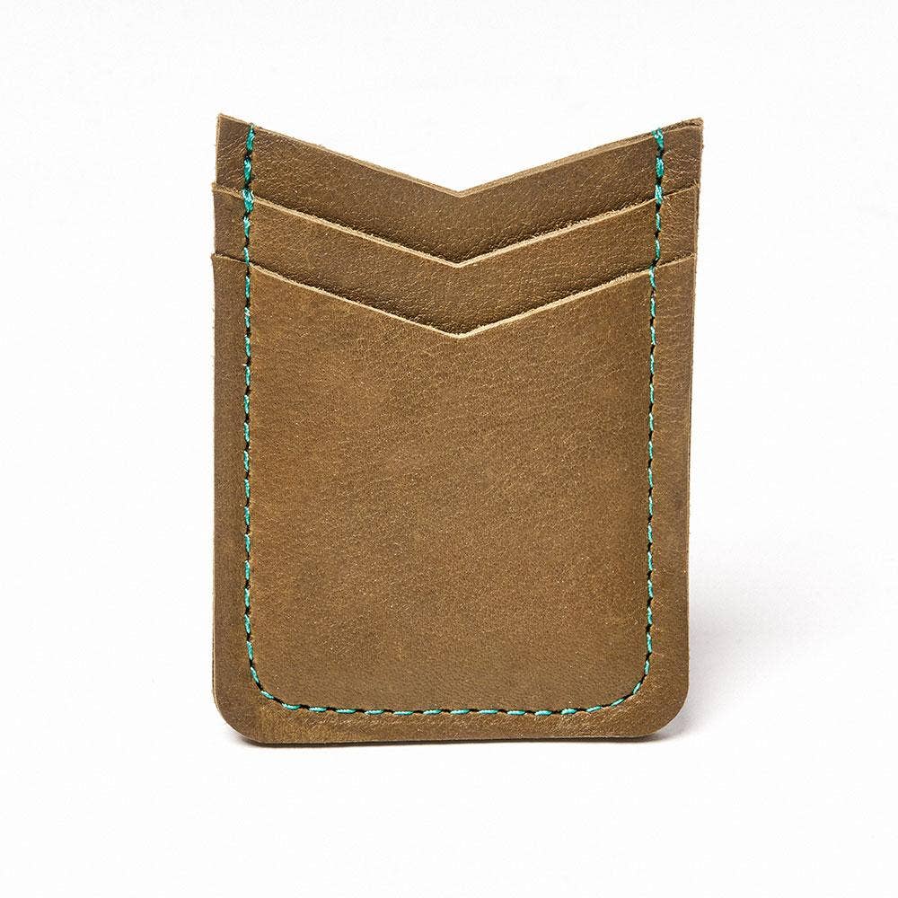 Olive Leather Flat Card Wallet