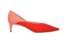 Load image into Gallery viewer, M&amp;S Red + Pink Color Block Kitten Heels- 8.5
