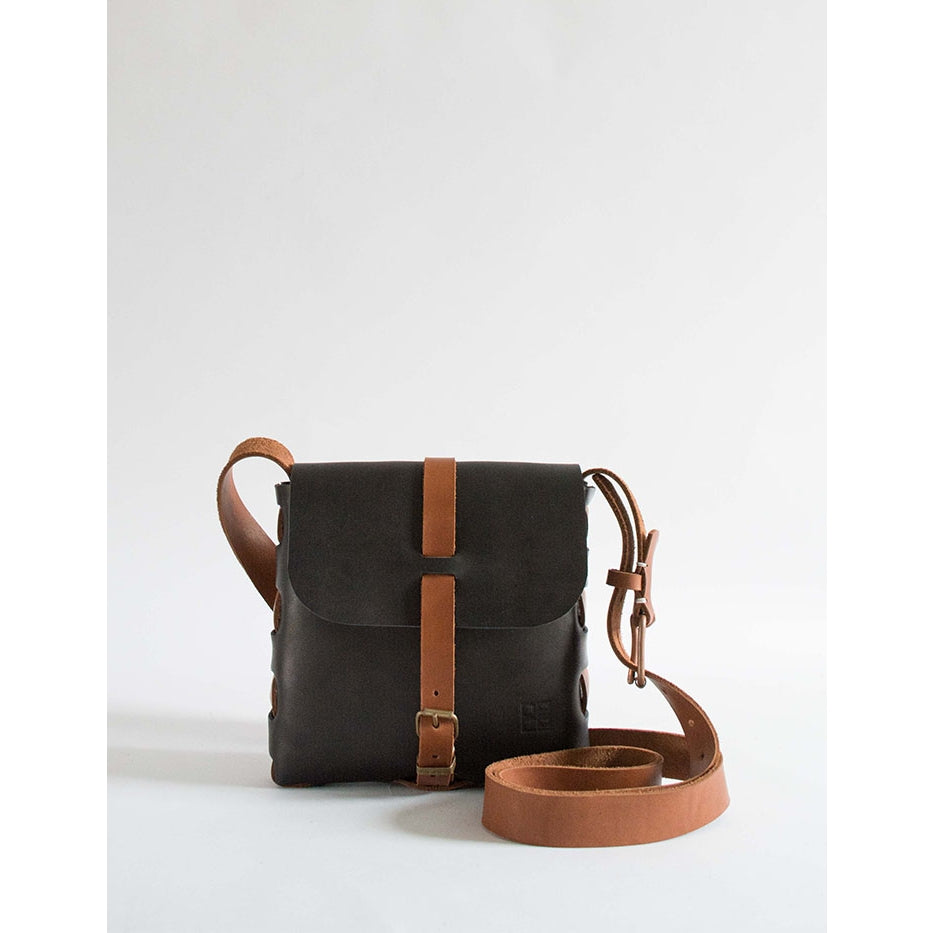 Compact Leather Messenger -Black & Brown