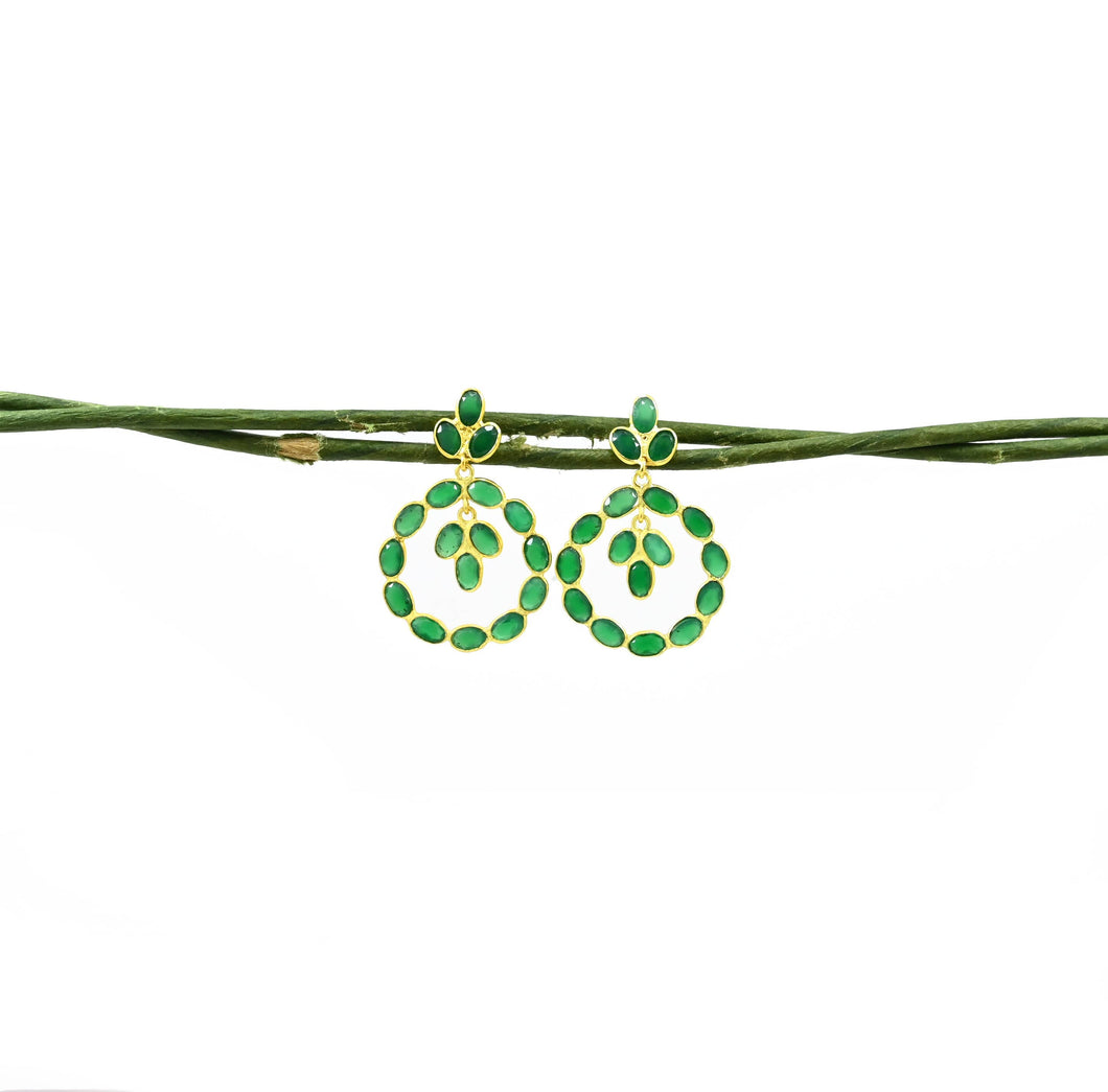 Green Onyx Faceted Wreath Earrings