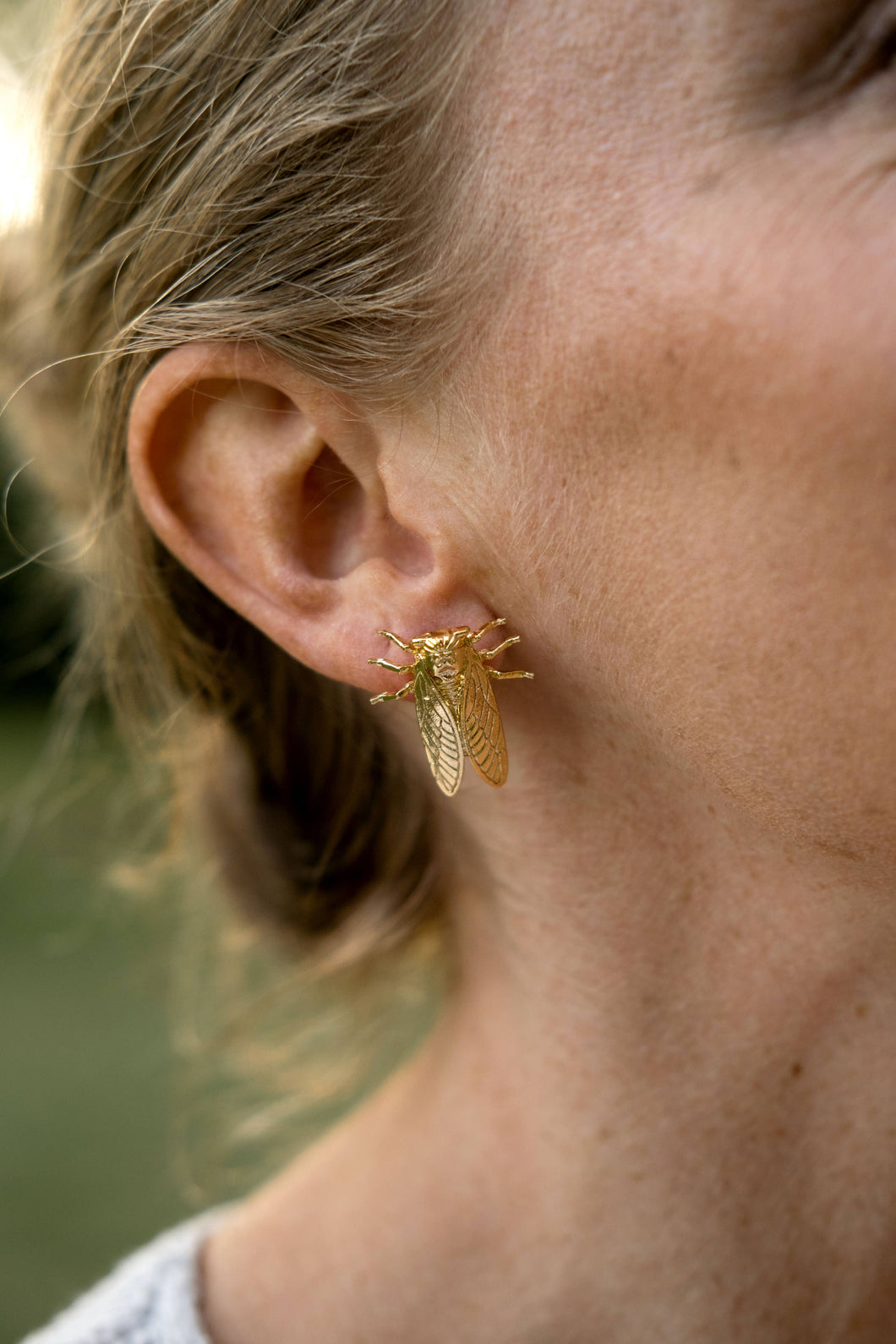 Gold Cicada Stud Earrings
