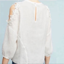 Load image into Gallery viewer, Anthropologie Eri + Ali White Linen Cold Shoulder Blouse - S
