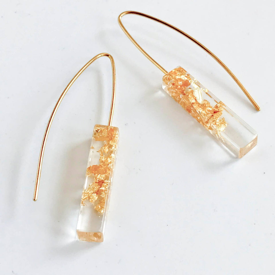 Eco-Resin Mini Palito Earrings- Clear Gold