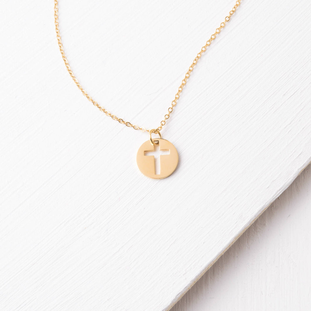 Gold Cut Out Cross Necklace