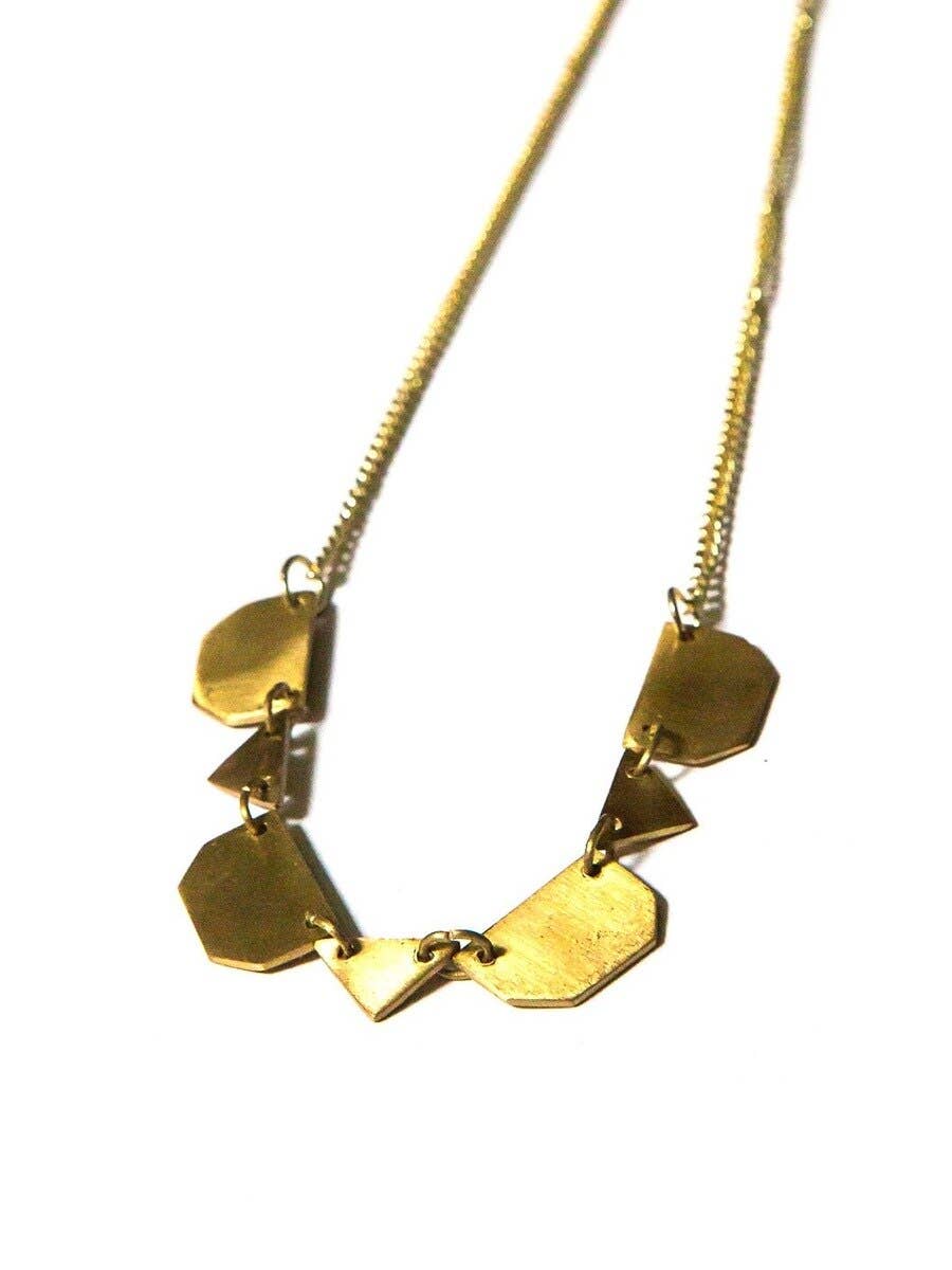 Geometric Shapes Necklace - Brass