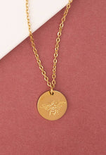 Load image into Gallery viewer, Honey Bee Gold Disc Pendant Necklace
