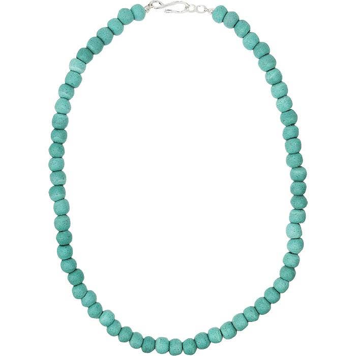 Recycled Glass Bead Necklace - Aqua