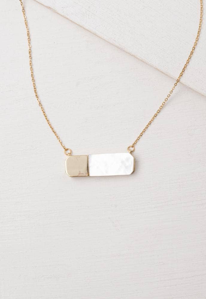 Mother of Pearl and Gold Bar Necklace