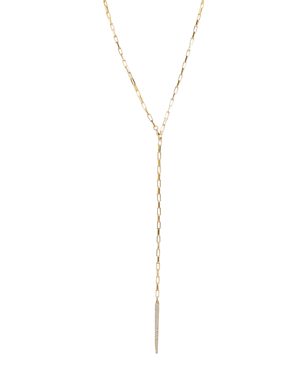 Pave CZ Pendant Lariat Necklace - Gold