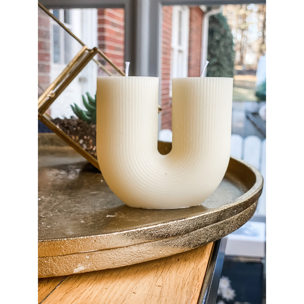 Large U-Shaped Candle White