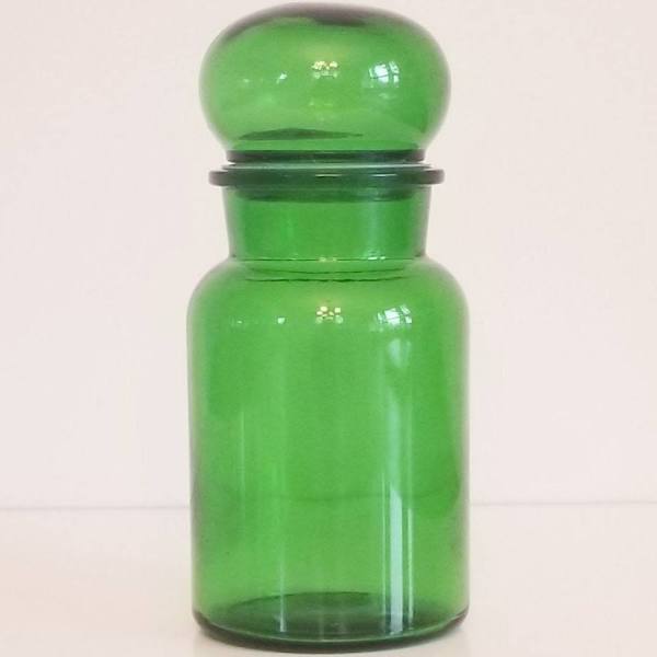 Vintage Belgian Glass Green Apothecary Jar