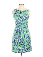 Load image into Gallery viewer, J. Crew Cotton Green &amp; Blue Floral Dress - 10
