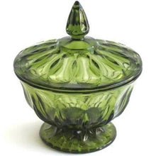 Load image into Gallery viewer, Vintage Avocado Green Lidded Candy Dish
