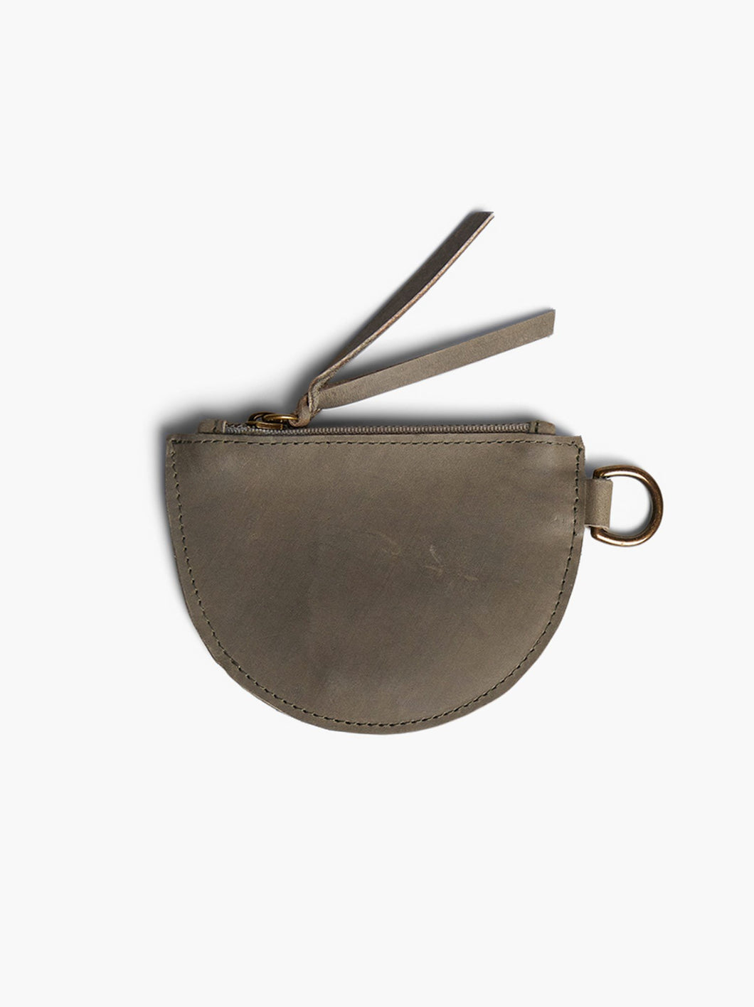 Leather Mini Crescent Pouch Grey