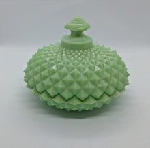 Load image into Gallery viewer, Jadeite Sawtooth Diamond Point Lidded Candy Dish
