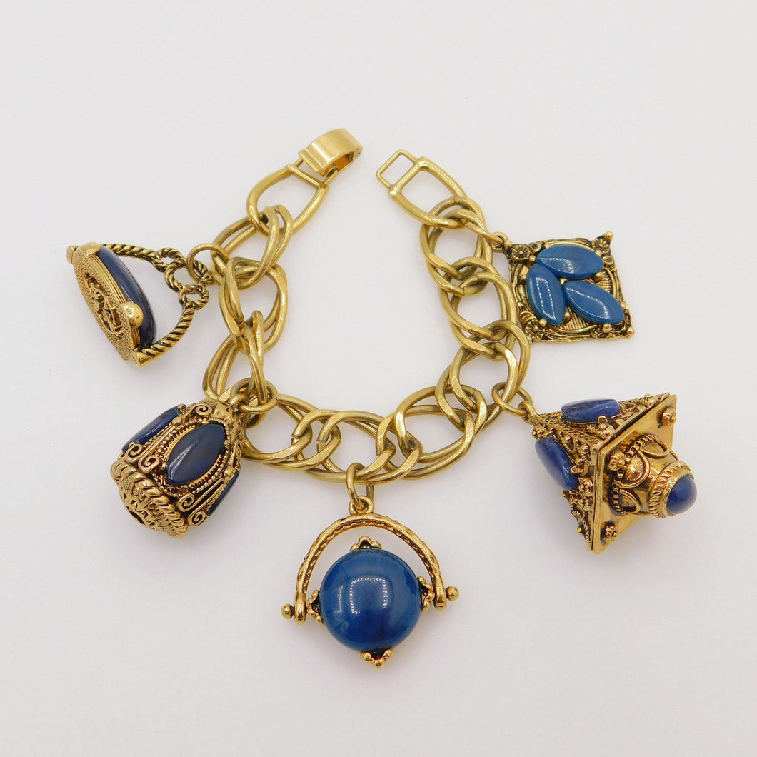 Vintage Gold Navy Fob Charm Bracelet