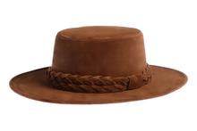 Load image into Gallery viewer, Brown Double Braided Band Suede Hat
