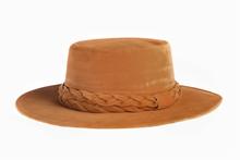 Load image into Gallery viewer, Cognac Double Braided Band Suede Hat
