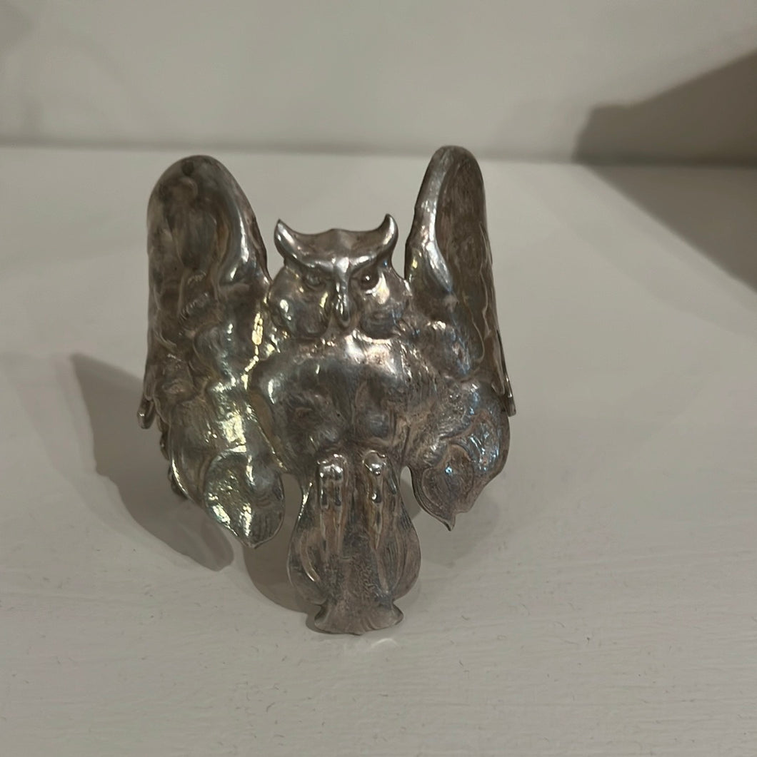 Art Nouveau Silver Owl Cuff