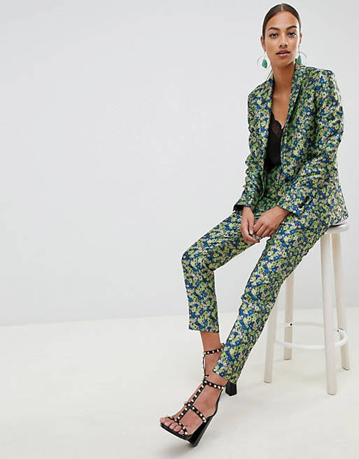 ASOS DESIGN Premium Floral Jacquard Suit Pant-4