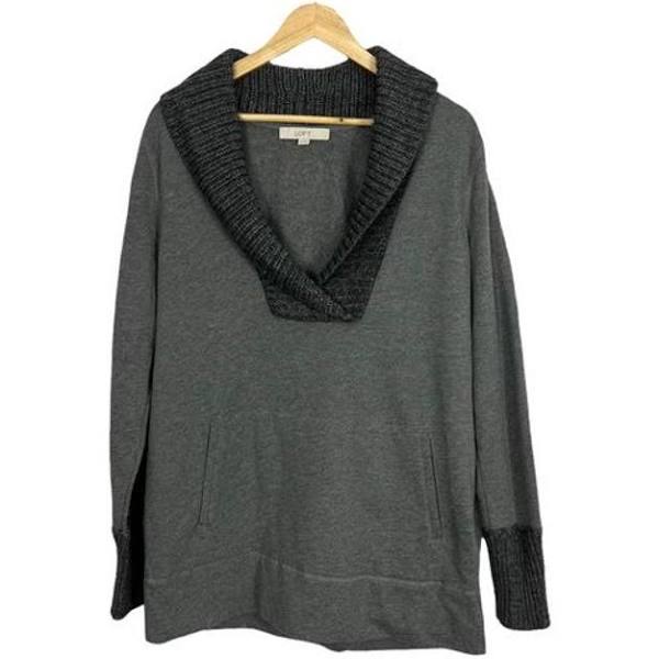 LOFT Grey Shawl Collar Sweater - L