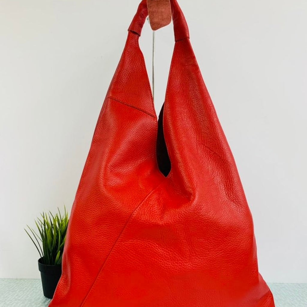 Jijou Capri Orange Leather Hobo Bag