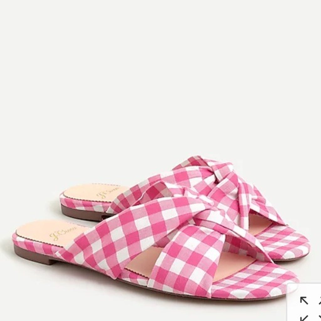 J. Crew Hot Pink Gingham Slides - 8.5
