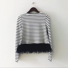 Load image into Gallery viewer, Striped Feather Hem Sweatshirt - Small
