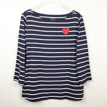 Load image into Gallery viewer, Talbots Boatneck Striped Top W/ Heart- M
