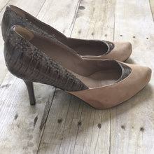 Load image into Gallery viewer, Lisa for Donald J Pliner Suede and Snake Heels - 7.5

