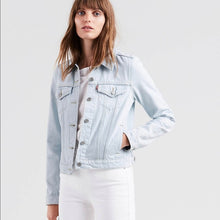 Load image into Gallery viewer, Levi&#39;s Light Wash Denim Jacket W/ Embroidered Sleeves- L
