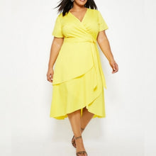 Load image into Gallery viewer, Ashley Stewart Yellow Wrap Dress- 18/20
