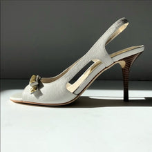 Load image into Gallery viewer, Michael Kors White Gold Studded Peep Toe - 9
