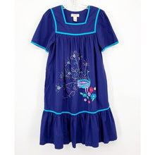 Load image into Gallery viewer, Bechamel Navy Peacock House Dress- L

