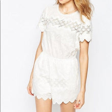 Load image into Gallery viewer, Harlyn White Cotton Crochet Romper - Medium
