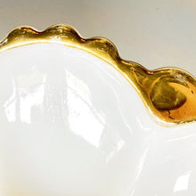 Load image into Gallery viewer, Vintage Anchor Hocking Gold Trimmed Milk Glass Oyster or Egg Plate
