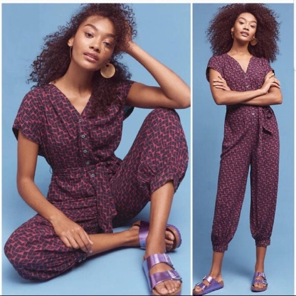 Thrifted Maeve Print Jumpsuit -L