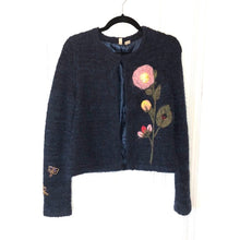 Load image into Gallery viewer, Moth Navy Cardigan with Flowers - Small
