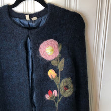Load image into Gallery viewer, Moth Navy Cardigan with Flowers - Small
