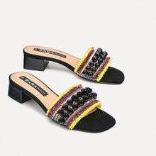 Load image into Gallery viewer, Zara Beaded Block Heel Sandals- 9

