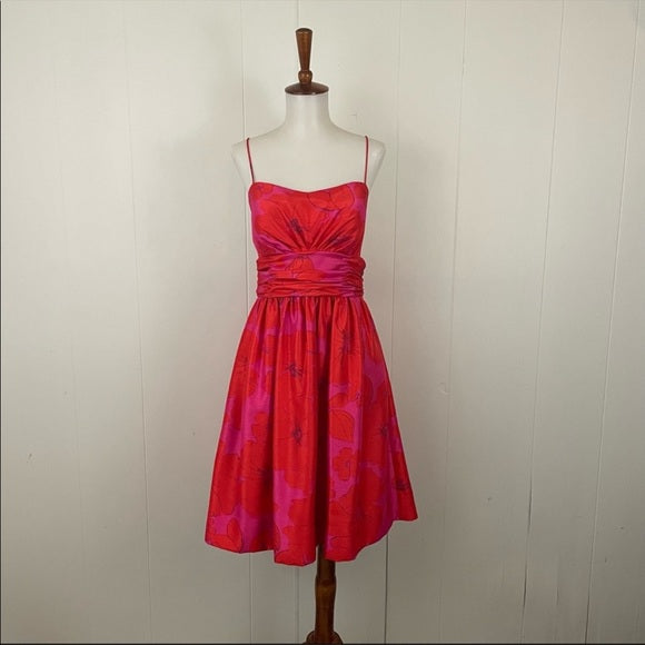 Eliza J. Hot Pink and Red Floral Dress - Size 2