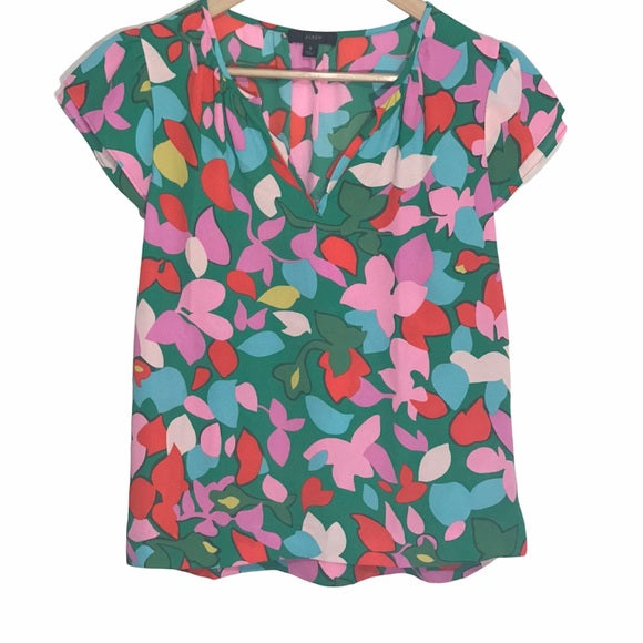 J. Crew Floral Cap Sleeve Top - XS