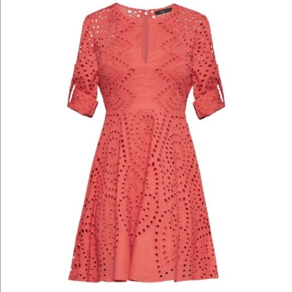 BCBG Max Azria Coral Eyelet Dress - XXS