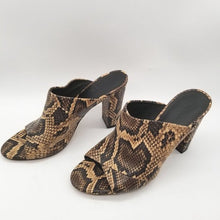 Load image into Gallery viewer, Vince Brown Snake Peep Toe Mules - 10
