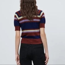 Load image into Gallery viewer, ZARA Mock Neck Stripe Knit Glittery Top - Large
