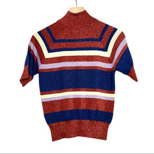 Load image into Gallery viewer, ZARA Mock Neck Stripe Knit Glittery Top - Large
