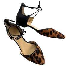 Load image into Gallery viewer, Talbots Leopard Print Ankle Tie Flats -7.5
