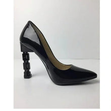 Load image into Gallery viewer, Katy Perry Black Patent Chain Heels - Size 7.5
